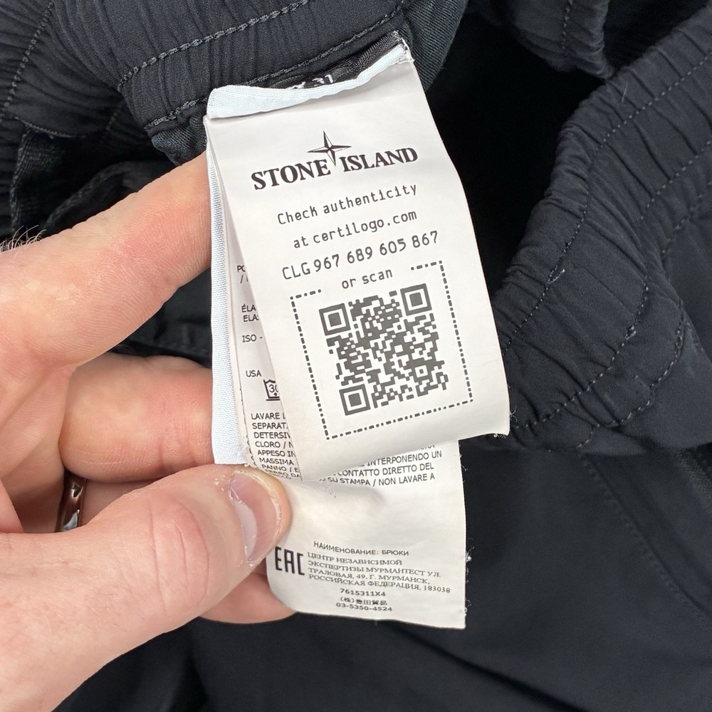 Stone Island Marina Pants Men's 31 Black Tapered Stretch Cargo Joggers Italy - Picture 8 of 16